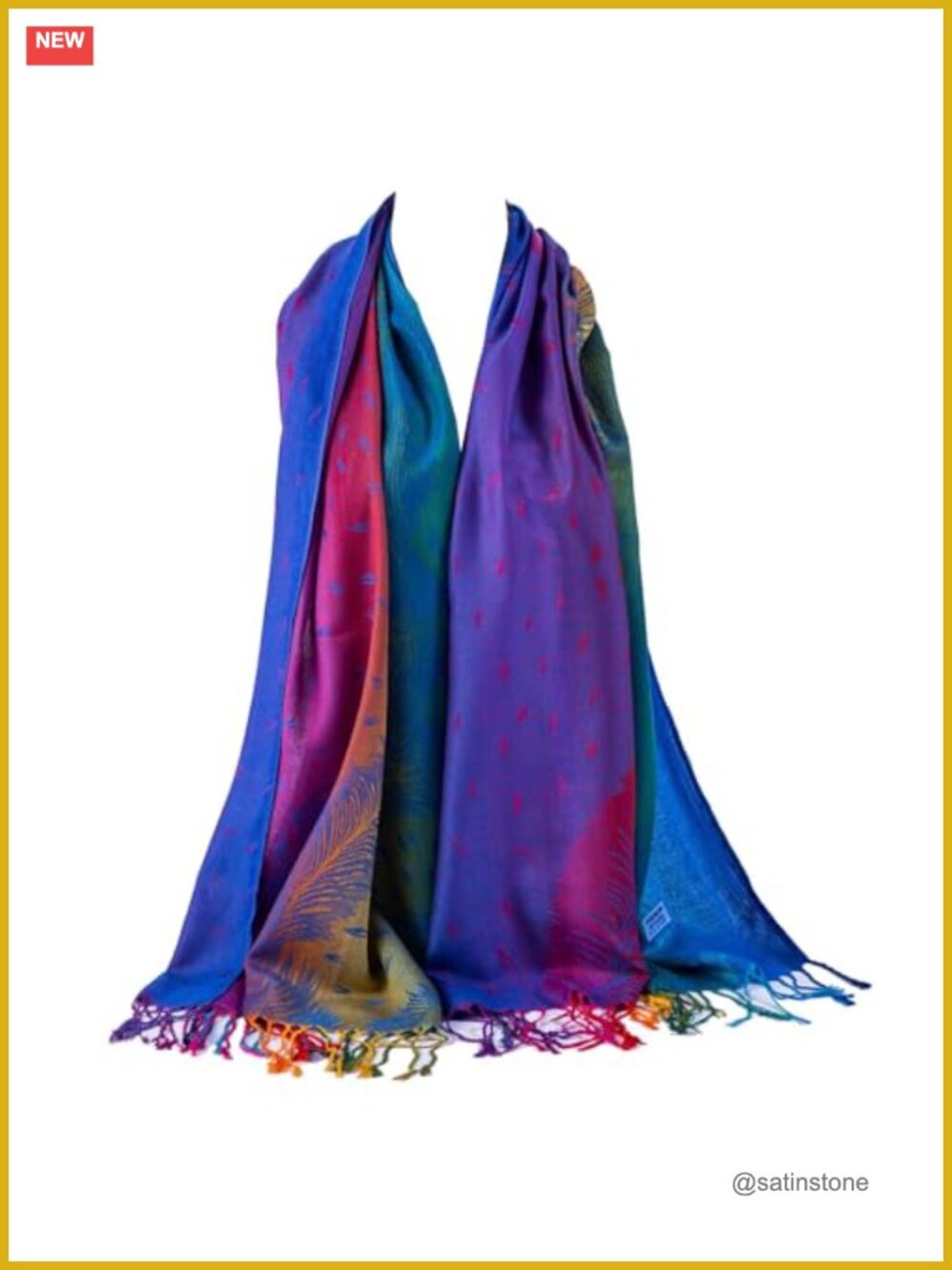 Colorful Pashmina Shawl Wrap for Women, 100% Polyester, Fringe, Versatile